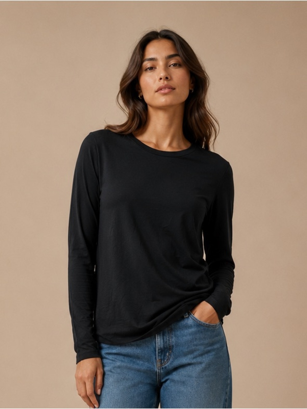 Sonoma Everyday Tee Black Long Sleeve Women’s Large Minimalist Basic